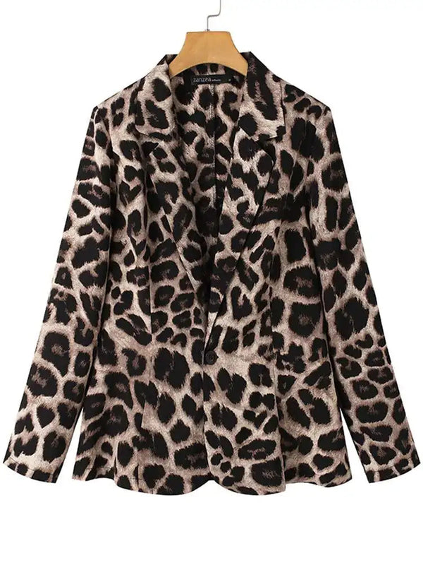 Fashion Leopard Printed Vintage Blazer