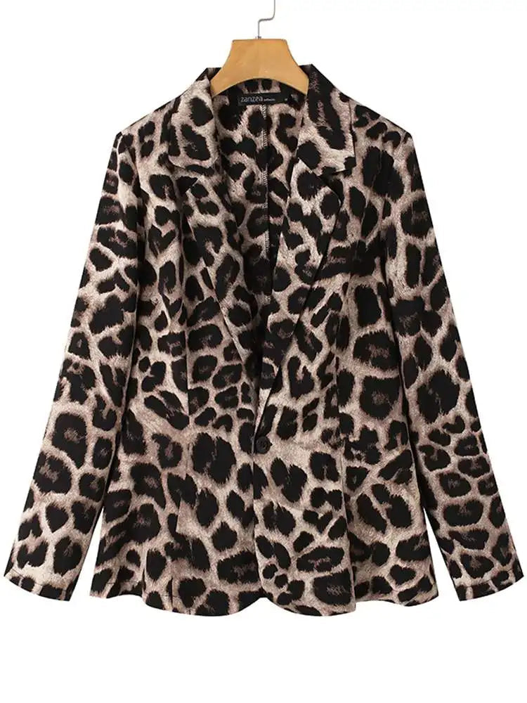 Fashion Leopard Printed Vintage Blazer