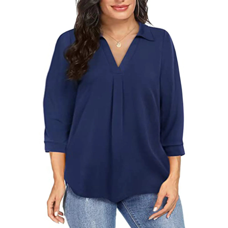 Plus Size Chiffon pullover oversized loose V-neck