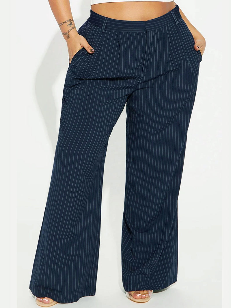 Ladies' plus sized spring loose straight leg casual pants