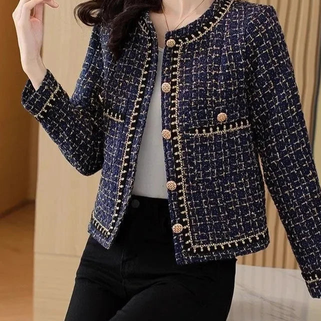 Small Fragrance Tweed Jacket Plaid Outwear - Additional View 3