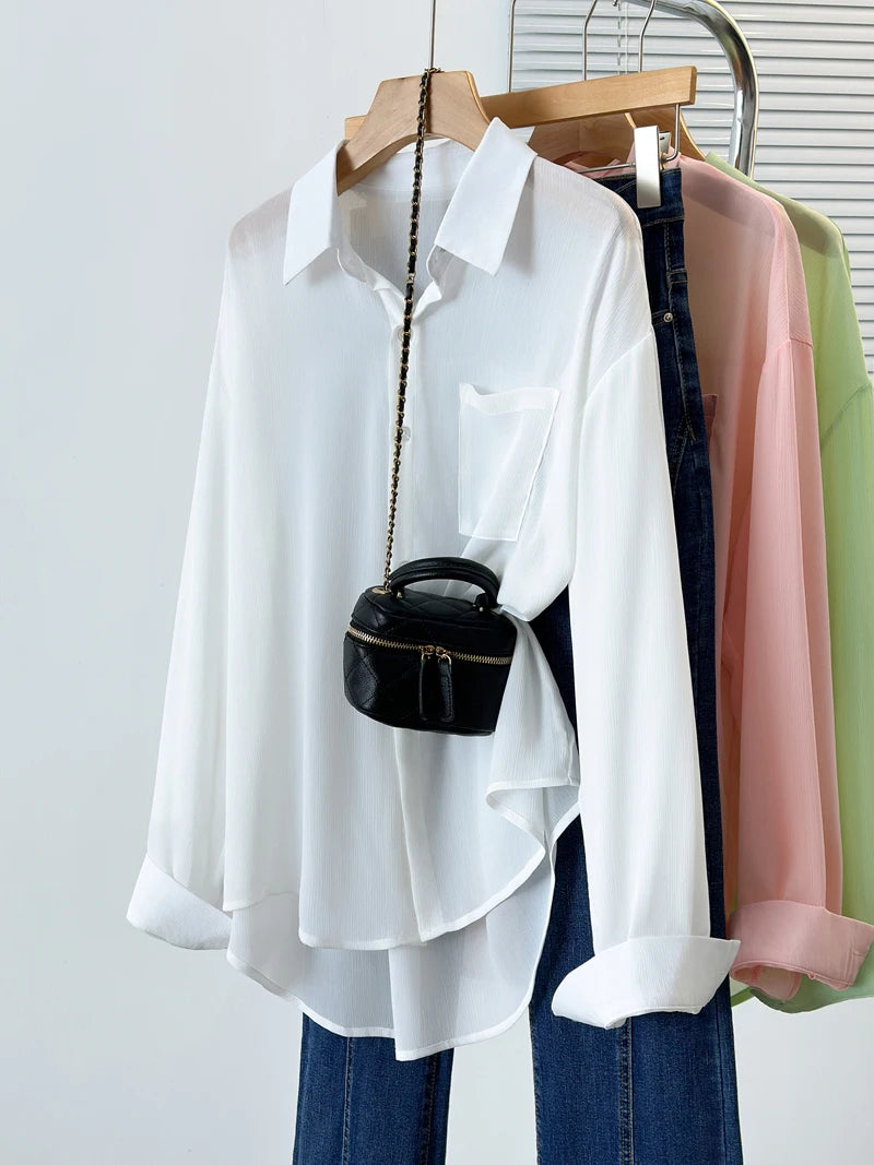 Plus Size Shirt Arrivals Long Sleeve Chiffon