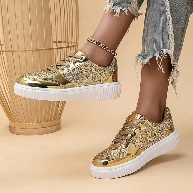 Platform Versatile Strap Gold Fashion Stage Shoes Zapatillas