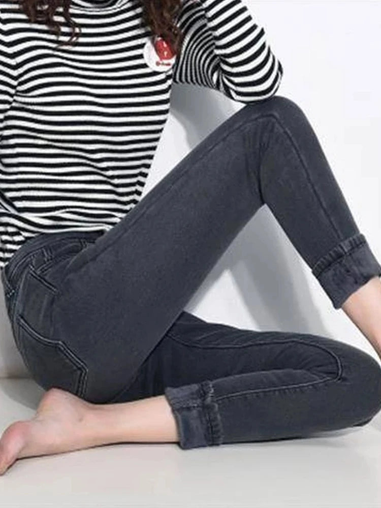 Winter high waist jeans skinny
