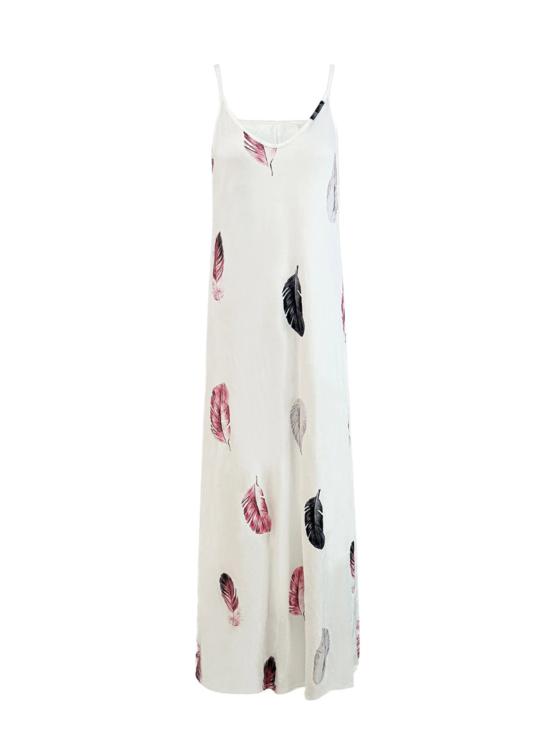 Sexy V-neck Feather Print Sling Dress