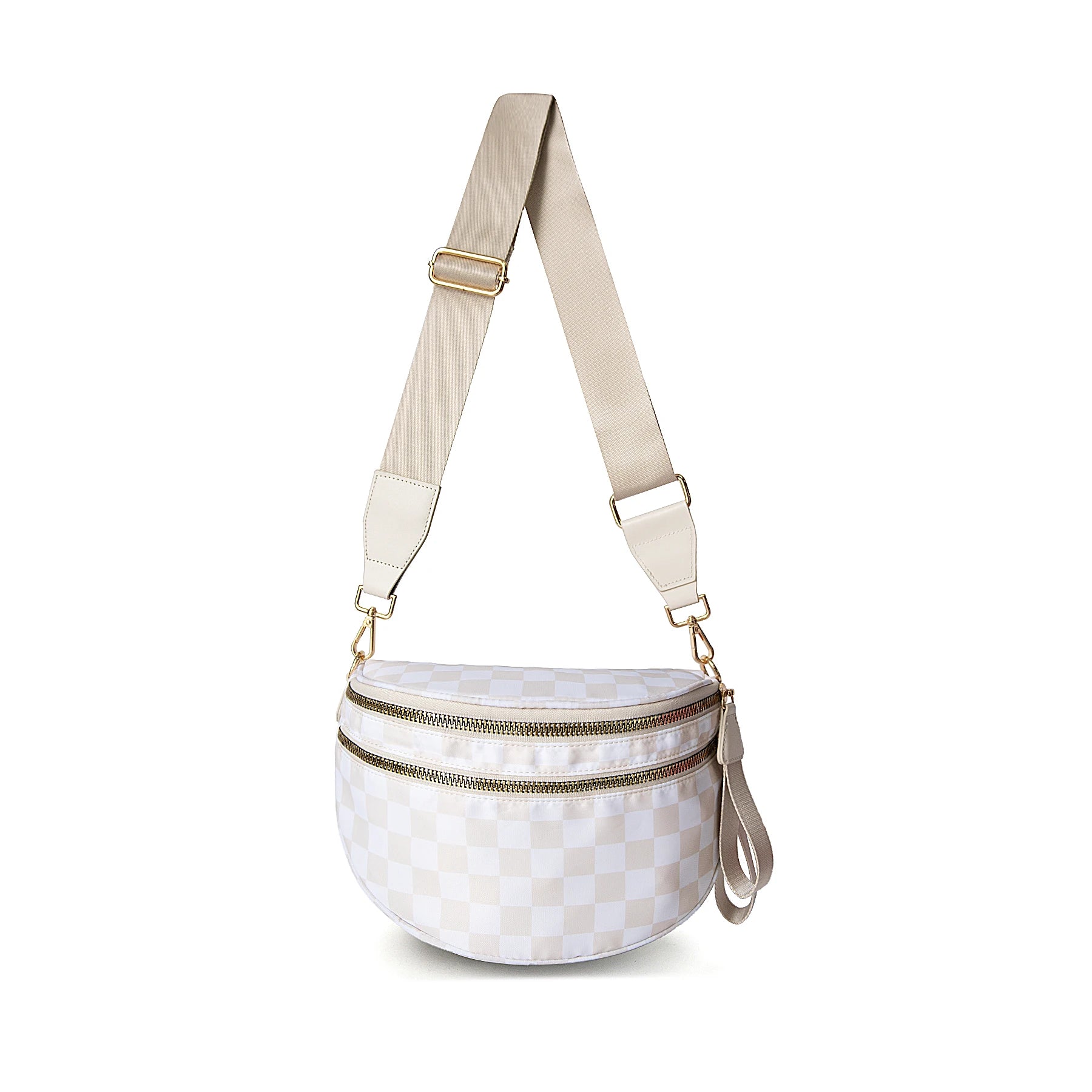Checkered Bum Bag Crossbody - Lightweight Nylon Travel Bag for Women