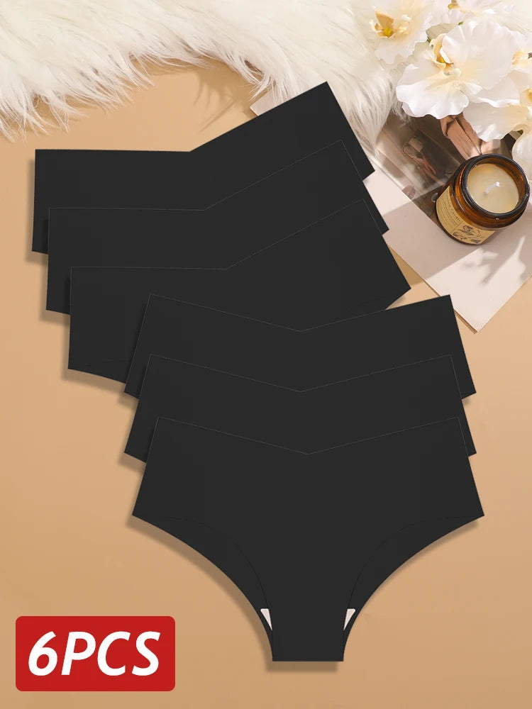 6PCS Panties Ice Silk Ultra Thin Briefs Sexy