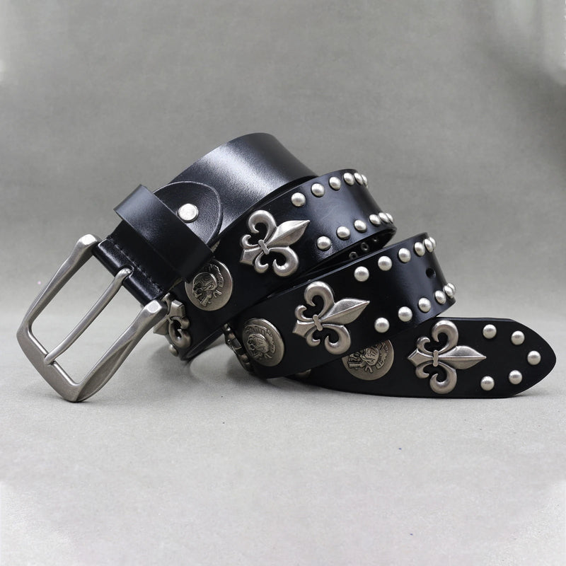 Nice Rivet Genuine Leather Belt Goth Style