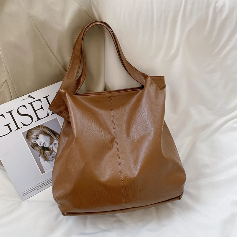 LEFTSIDE Fashion Big Leather Tote Bag