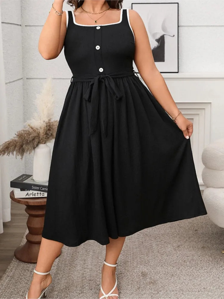 Plus Size Square Collar Dress