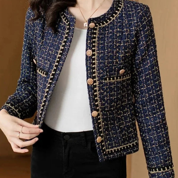 Small Fragrance Tweed Jacket Plaid Outwear