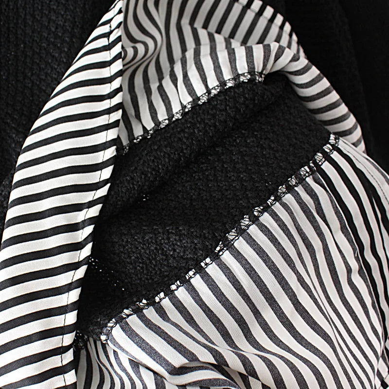 Plus Size Patchwork Striped Sweater Two Pieces