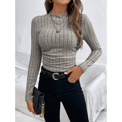 T-Shirts Autumn Fashion Plain Elasticity Long Sleeve Skinny