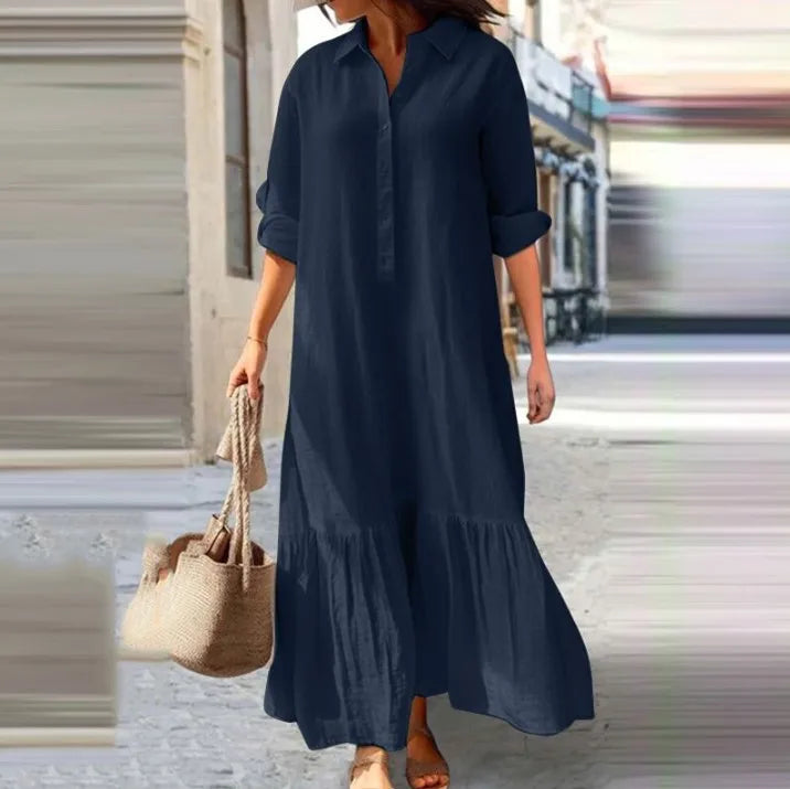 Plus Size Dress Office Lady Spring  Elegant Solid