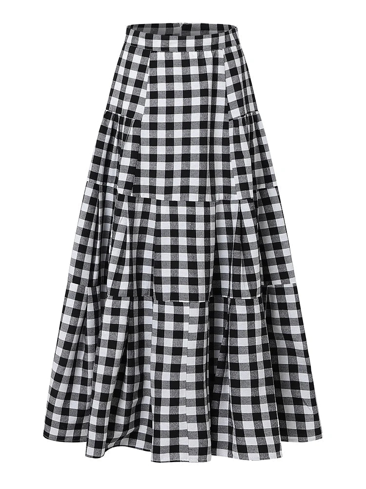 Plus Size 5XL Skirts Summer A Line Plaid