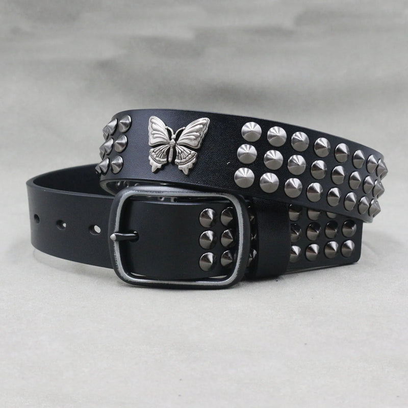 Nice Rivet Genuine Leather Belt Goth Style