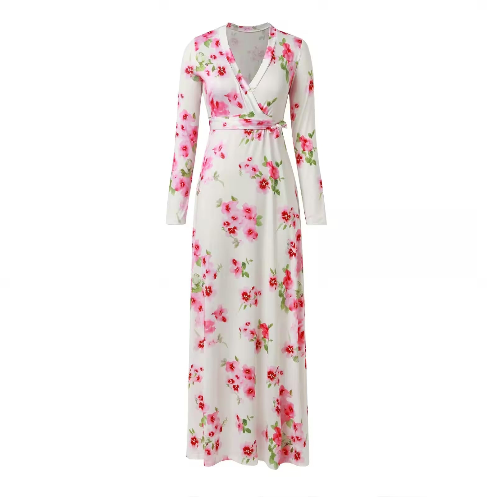 V Neck Short Sleeve Floral Midi Dress Sexy - Additional View 2