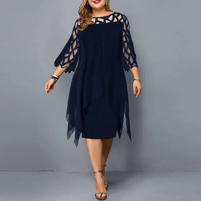 Plus Size Chiffon Dress Elegant Midi Party Dress