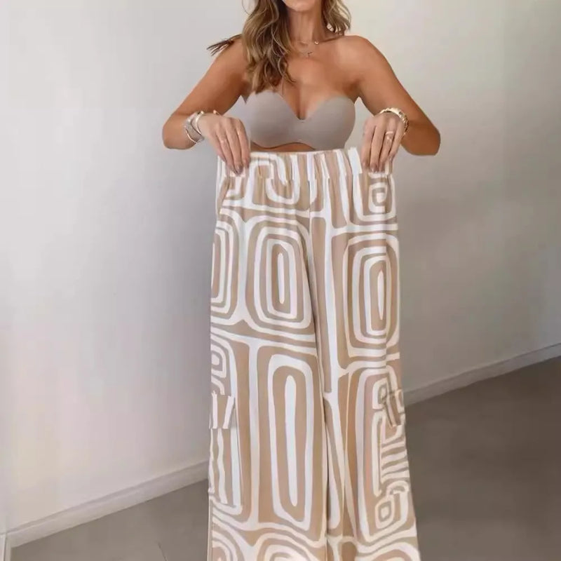 Shirt Elastic Waist Print Trousers 2Piece Set spring 2025