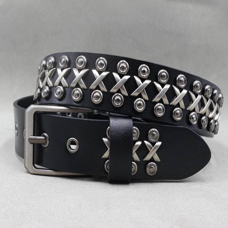 Nice Rivet Genuine Leather Belt Goth Style