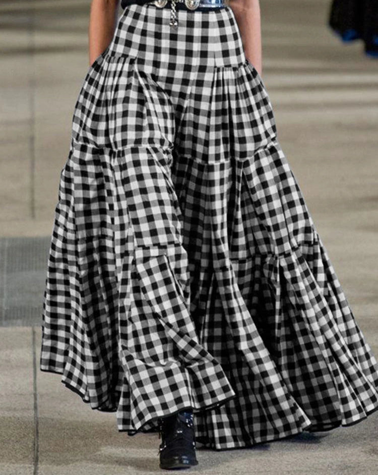 Plus Size 5XL Skirts Summer A Line Plaid