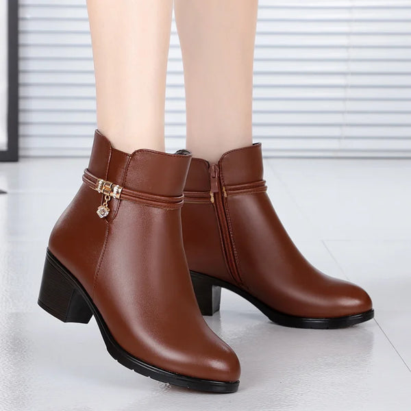 Shoes Boots Zipper Mid Heel Plus Size