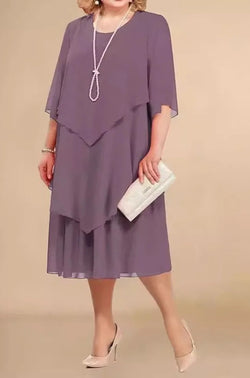 Plus Size Elegant Chiffon Dress Irregular