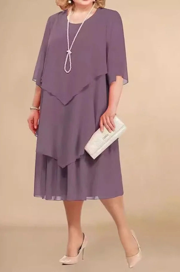 Plus Size Elegant Chiffon Dress Irregular