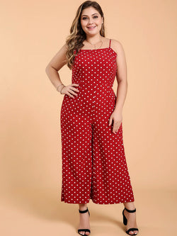 Plus Size Jumpsuits Sleeveless Polka Dots