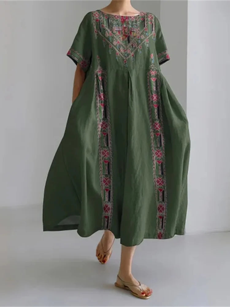 Plus Size Fresh Flower 3D Printed Round Dress S-5XL