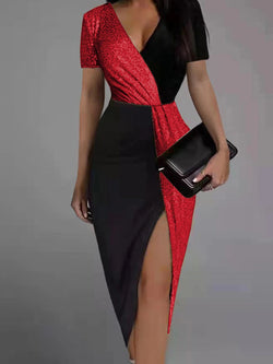 Temperament commuter skirt short-sleeved waist dress