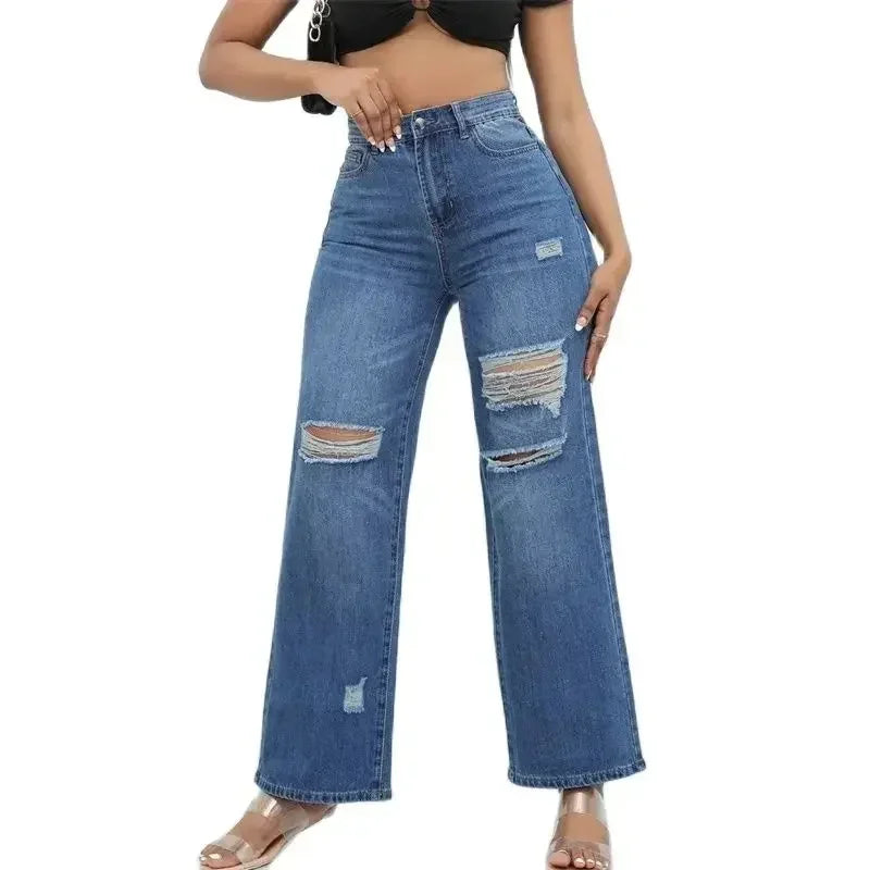 Straight Jeans Wide Leg Denim Pants