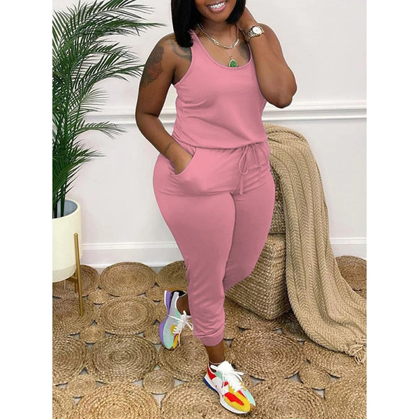 Jumpsuit 2025 Spring Summer Plus Size Drawstring