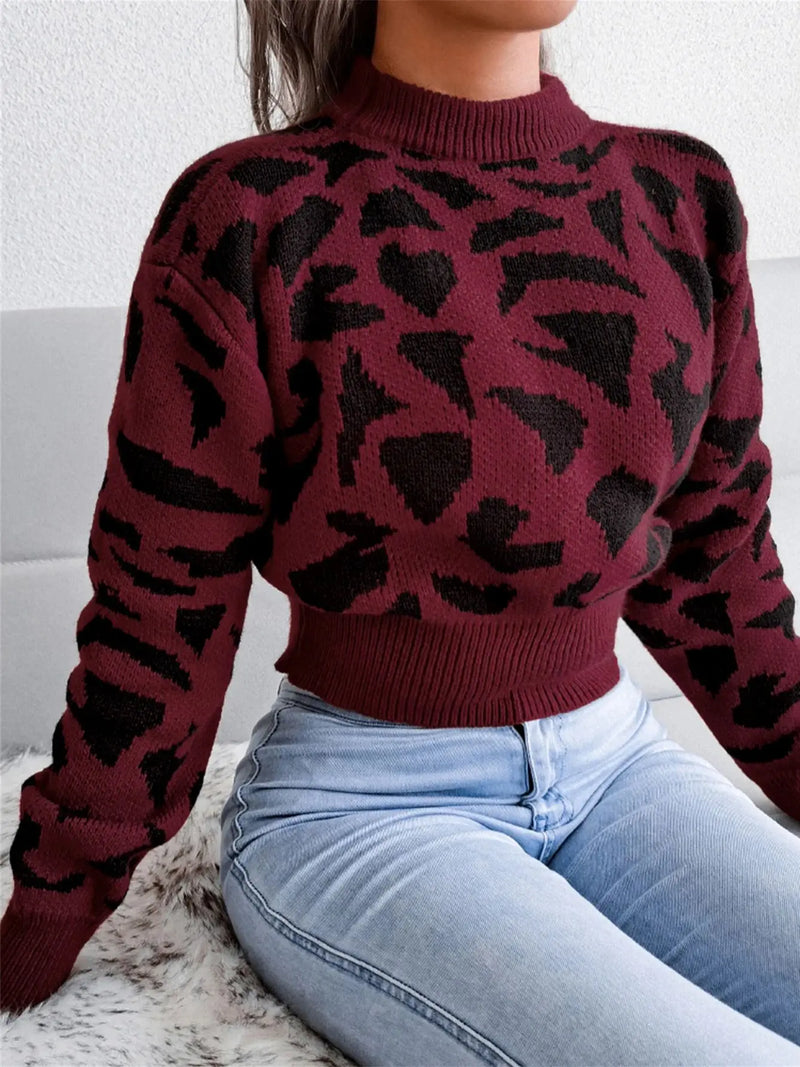 Collection Short Knitted Pullover Sweater Long Sleeve Top