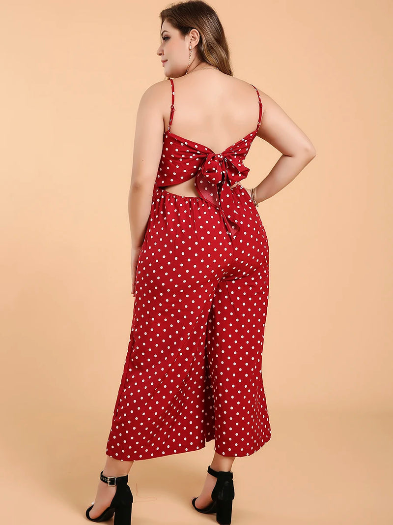 Plus Size Jumpsuits Sleeveless Polka Dots