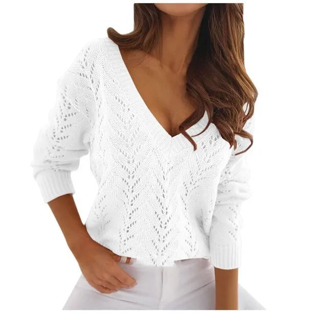 V-neck casual knitwear sweater