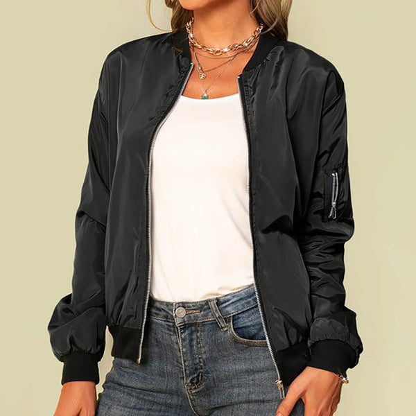 Fashion Solid Jackets Zipper Coats Casual
