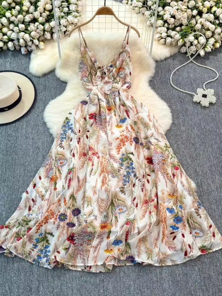 French Vintage Flower Print Dress - French Vintage Flower Print Dress for Women
