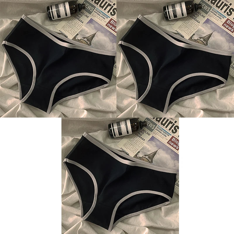 3pcs Sports Cool Style Minimalist Girls' Underwear Mid Waist