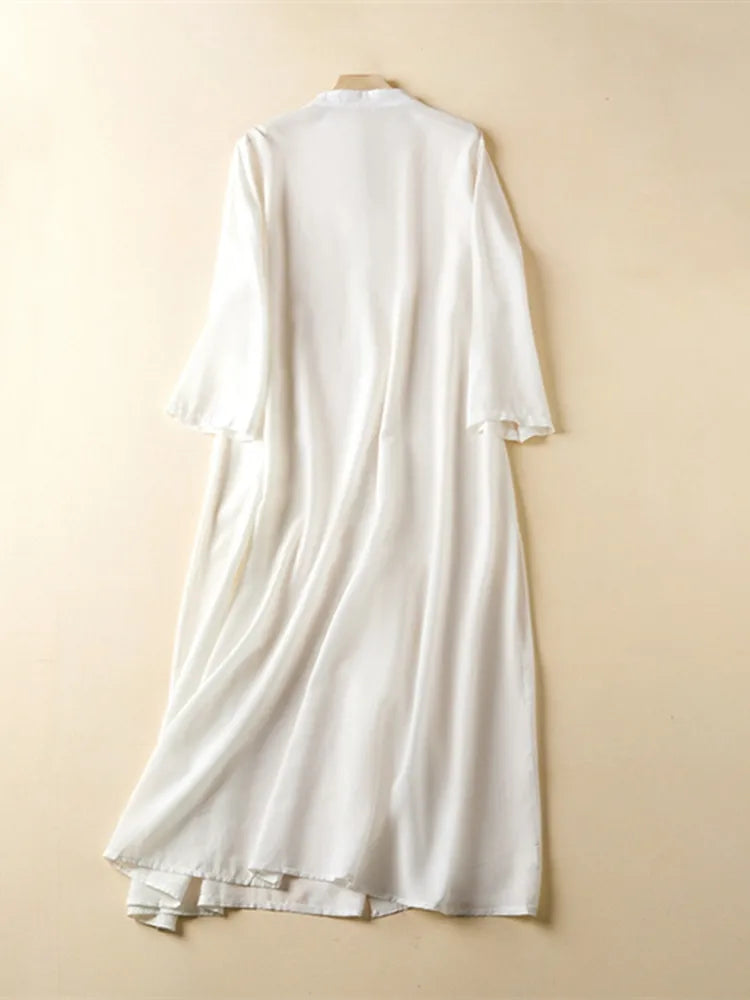 Plus Size spring Long Dress White Casual