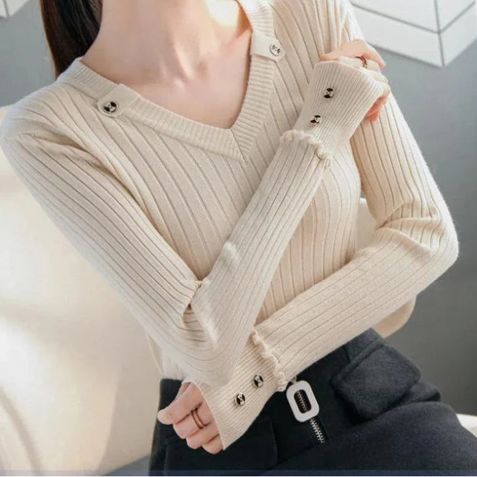 Slim-Fit Knit Long Sleeve Tops