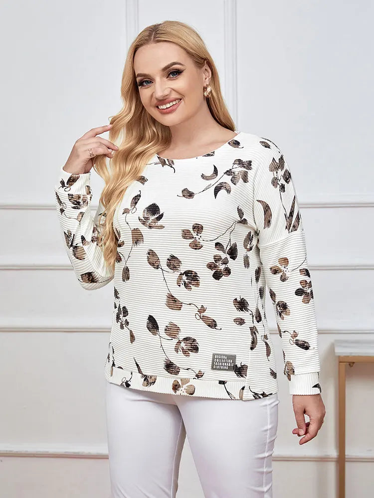 Plus size woven round neck shirt