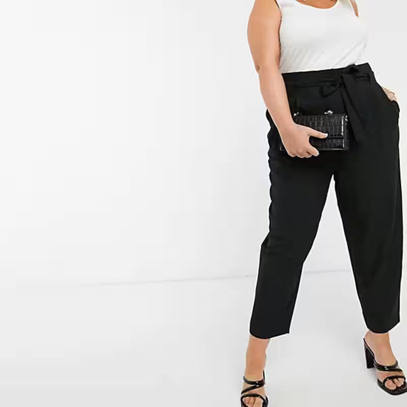 Plus Size Tie Waist Elegant Work Tailored Pants - Additional View 3