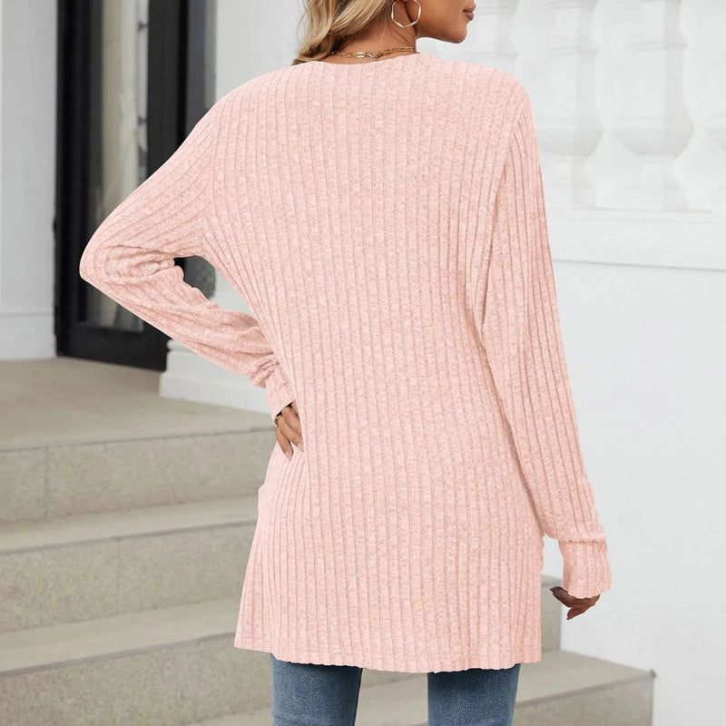Lightweight 3/4 Sleeve Black Sweater Cardigan Casual