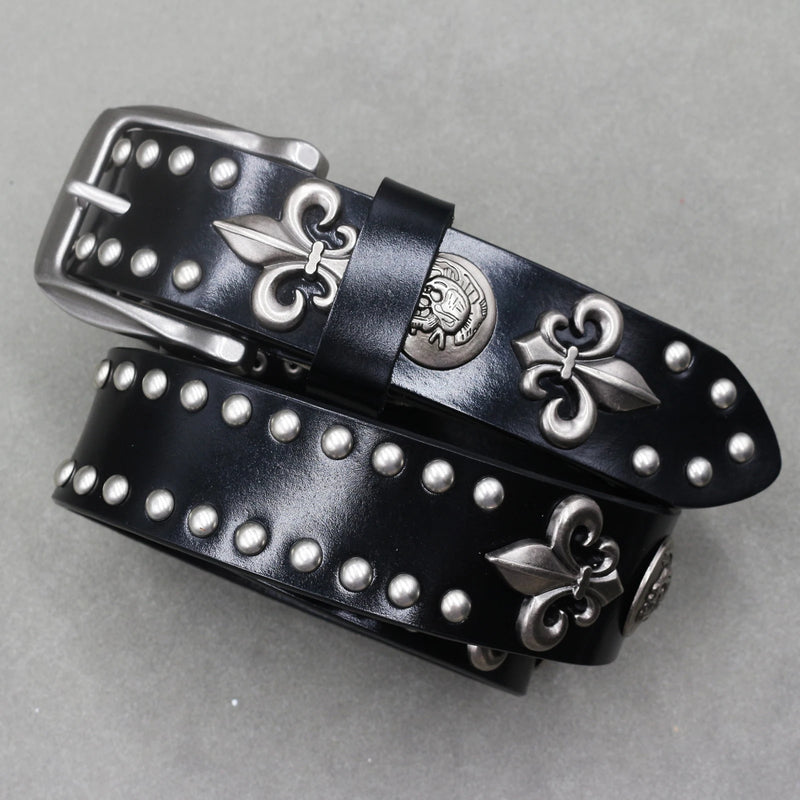 Nice Rivet Genuine Leather Belt Goth Style