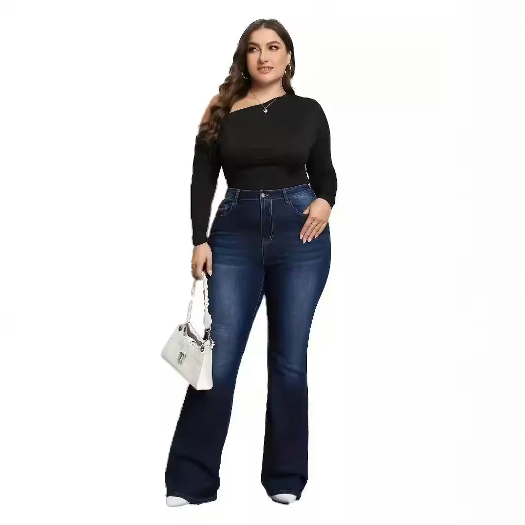 Plus Size Stretchy Flared Jeans Cross-Border - Additional View 2