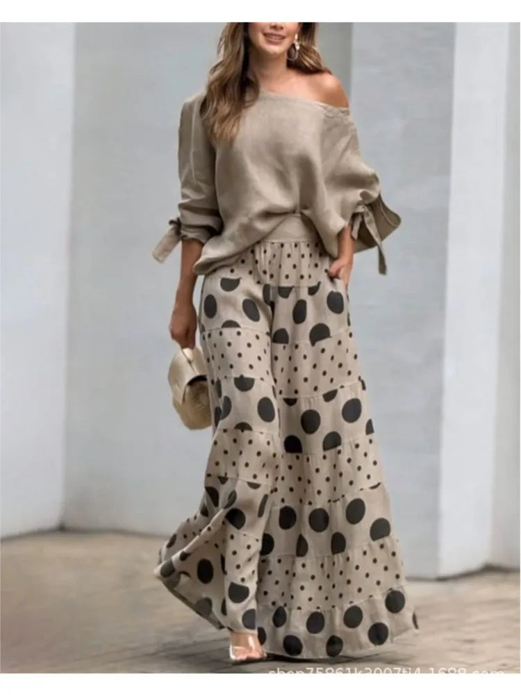 Spring Casual Print Two-piece Suit Elegant