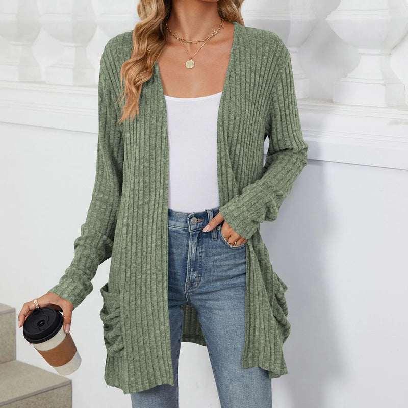 Lightweight 3/4 Sleeve Black Sweater Cardigan Casual