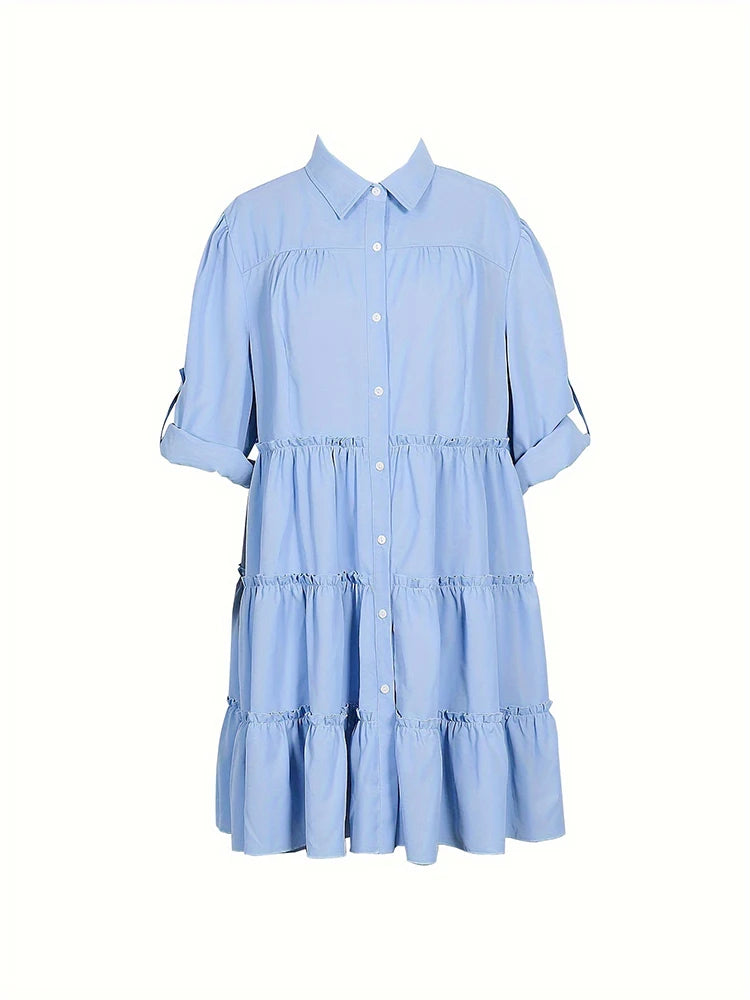 Plus Size Spring Loose Casual Button Dress