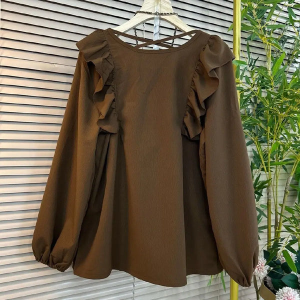Spring Oversized Clothing Ruffled Square Neck Casual